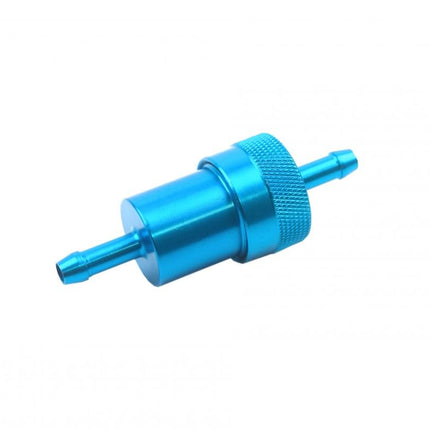 Inline Fuel Filter Alloy 6mm 1/4 Blue With Cleanable Filter