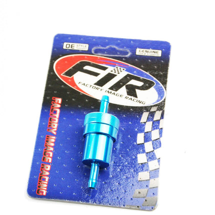Inline Fuel Filter Alloy 6mm 1/4 Blue With Cleanable Filter