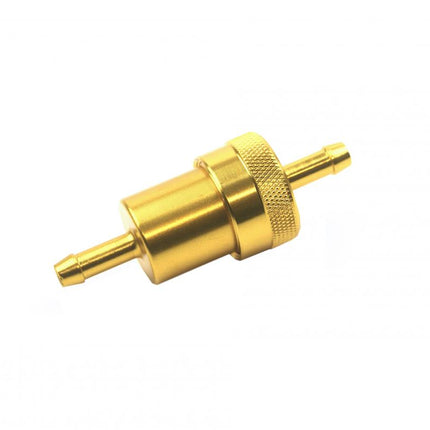 Inline Fuel Filter Alloy 6mm 1/4 Gold With Cleanable Filter