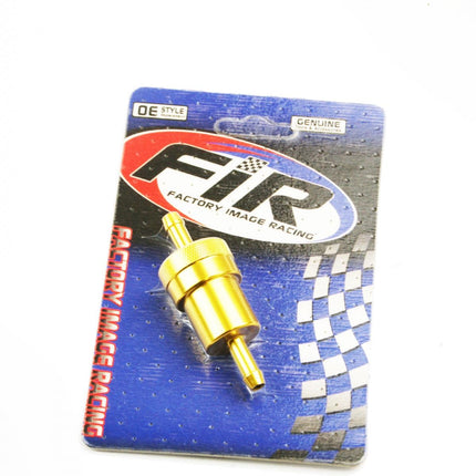Inline Fuel Filter Alloy 6mm 1/4 Gold With Cleanable Filter