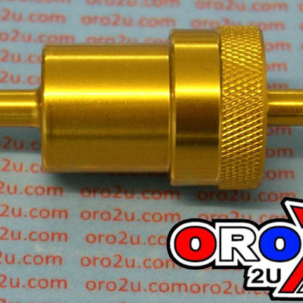 Inline Fuel Filter Alloy 6mm 1/4 Gold With Cleanable Filter