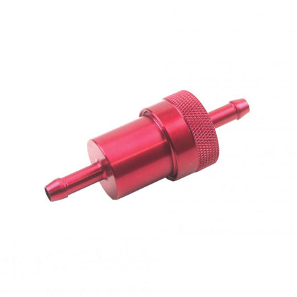 Inline Fuel Filter Alloy 6mm 1/4 Red With Cleanable Filter
