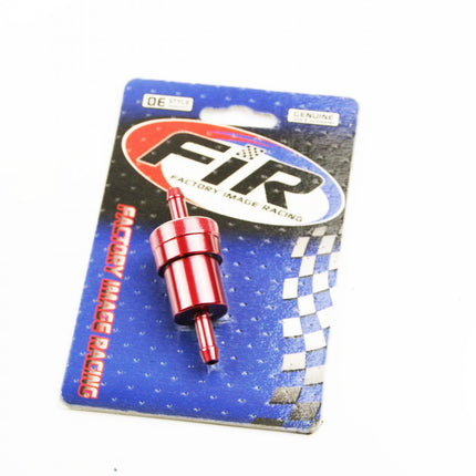Inline Fuel Filter Alloy 6mm 1/4 Red With Cleanable Filter