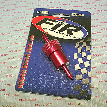 Inline Fuel Filter Alloy 6mm 1/4 Red With Cleanable Filter