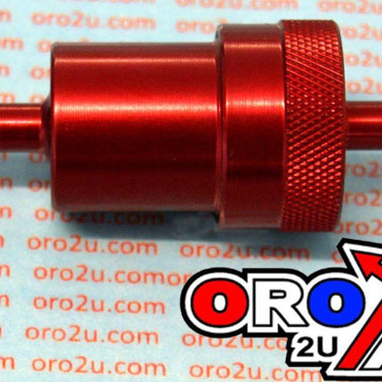 Inline Fuel Filter Alloy 6mm 1/4 Red With Cleanable Filter