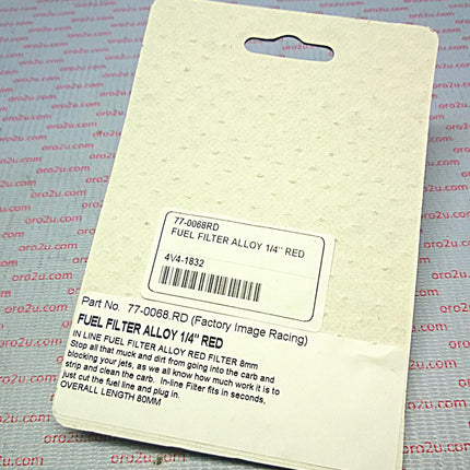 Inline Fuel Filter Alloy 6mm 1/4 Red With Cleanable Filter