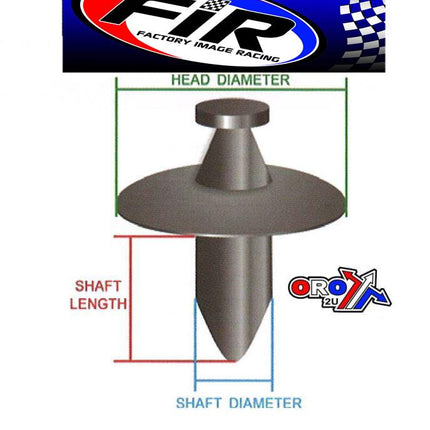 PACK-10 Plastic Center Push Fender Clips Rivets, 8mm x 23mm x 15mm
