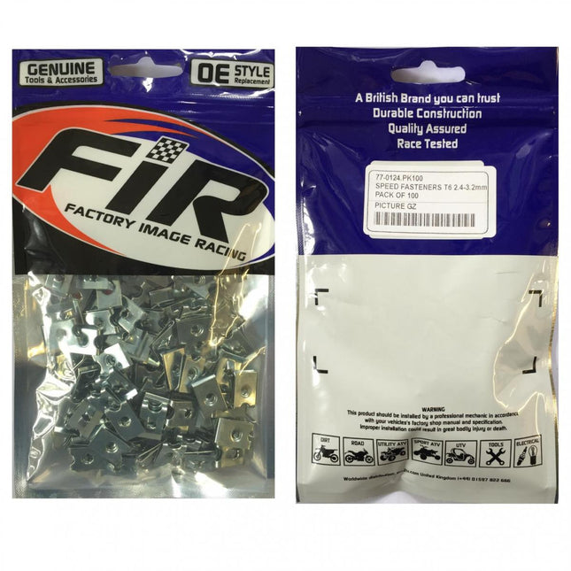 Speed Fasteners T6 2.4-3.2mm, Pack Of 100