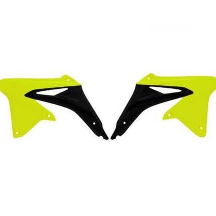 Radiator Scoops 08-16 RMZ450, Rtech R-CVRMZGFNR08, Neon Yellow/black