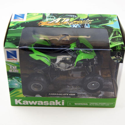 Model Die Cast Kawasaki Kfx 450 R, 2012, Green And Black, Scale 1:12, Newray 57503, ATV