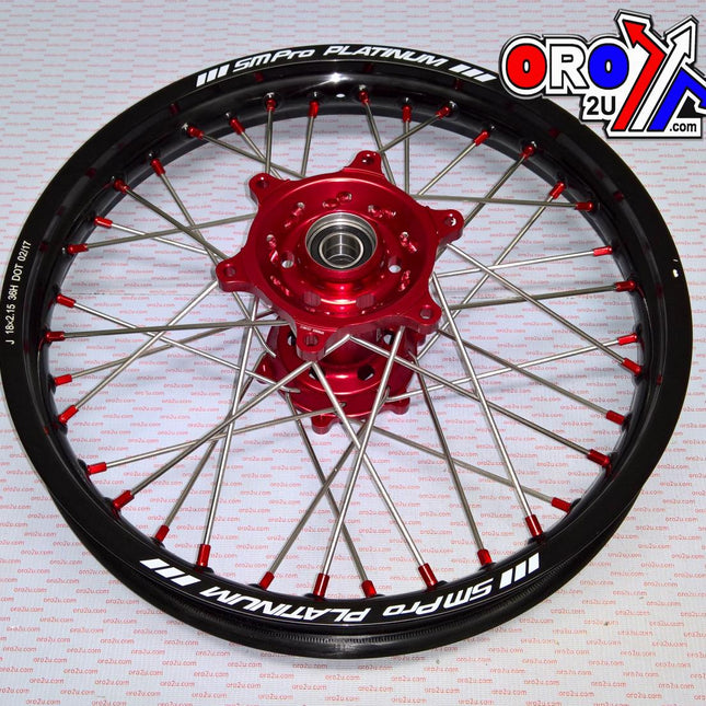 18x2.15 Wheel Gasgas Gloss Black/red, MX-6030 Gloss Black Rim, Gloss Red Hub, SP05803840103 Gloss Red Nipples