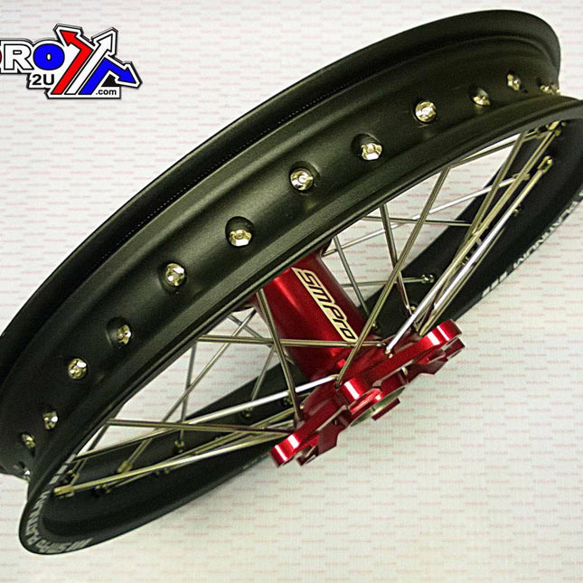18x2.15 Wheel Hon Black/red, MX-9131 Rim Blk, Hub Red, SP04703845199 Matt Rim