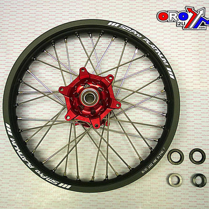 18x2.15 Wheel Hon Black/red, MX-9131 Rim Blk, Hub Red, SP04703845199 Matt Rim
