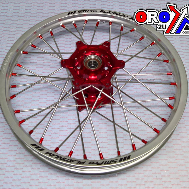 18x2.15 Wheel Hon Silver/red, MX-9130 Rim Silver, Hub Red, SP047.03.84.50.03 Matt Rim