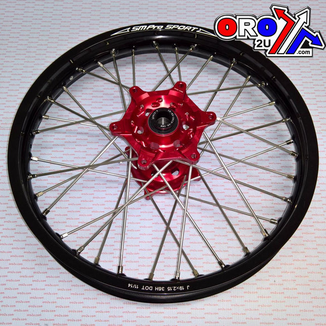 19x2.15 Wheel Hon Gloss Black Rim / Gloss Red Hub, Gloss Black Rim, Gloss Red Hub, SP012.03.81.01.99 MX-9023