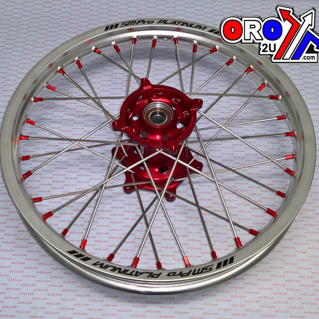 19x1.85 Wheel Hon Silver/red, MX-9011 Silver Rim, Red Hub, SP01203825003 Matt Rim