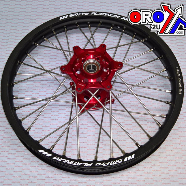 19x1.85 Wheel Hon Black/red Matt Finish, MX-9110 Bk Rim / Red Hub, SP047.03.82.51.99 Matt Rim
