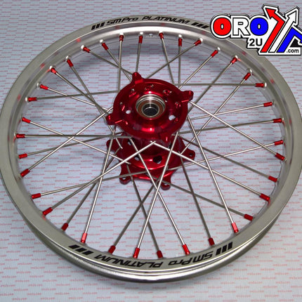 19x1.85 Wheel Hon Silver/red, MX-9111 Silver Rim, Red Hub, SP04703825003 Matt Rim.