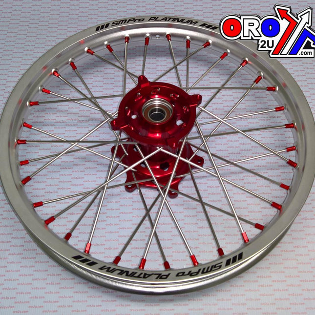 19x1.85 Wheel Hon Silver/red, MX-9111 Silver Rim, Red Hub, SP04703825003 Matt Rim.