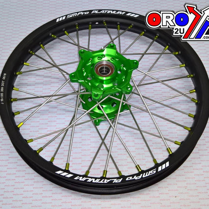 19x1.85 Wheel Kx/kxf Bk/gn/gn, MX-2010 Black Rim, Green Hub, SP05305825105 Green Nipples