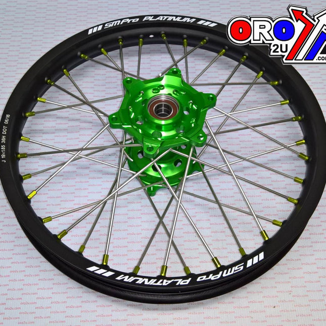 19x2.15 Wheel Kx/kxf Bk/gn/gn, MX-2020 Black Rim, Green Hub, SP05305815105 Green Nipples