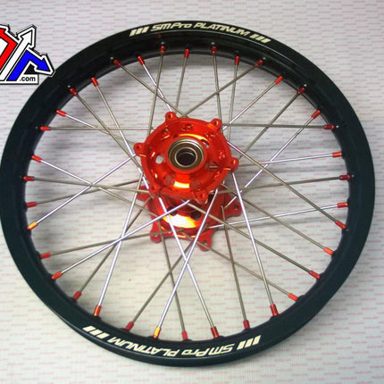 19x1.85 Wheel KTM Blk/org/org, MX-5012 Black Rim, Orange Hub, SP05206820106 G/rim O/nipples
