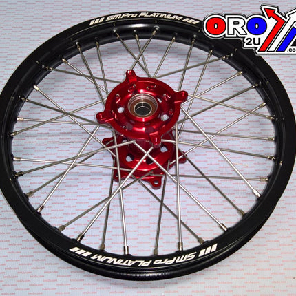 19x1.85 Wheel RMZ 07-23 Platinum, MX-3011 Gloss Black Rim, Gloss Red Hub, SP063.03.82.01.99 Gloss Rim