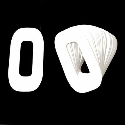 Race Numbers - 0 Zero - White, Pack Of 25 / 15cm 6 / Vinyl Sticker
