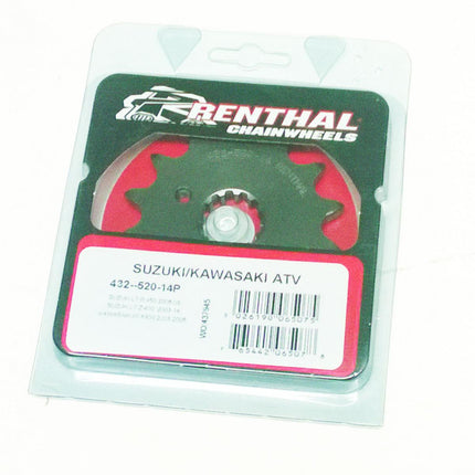Front Sprocket Renthal 432, Suzuki/kawasaki ATV 432--520-14P, 432--520-14P