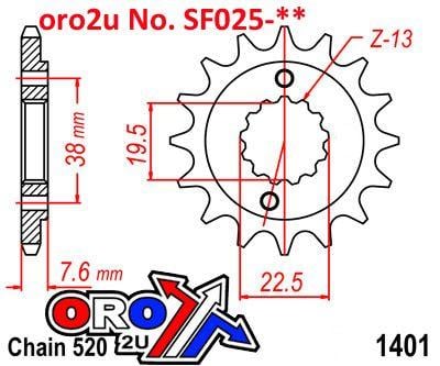 Front Sprocket Renthal 432, Suzuki/kawasaki ATV 432--520-14P, 432--520-14P