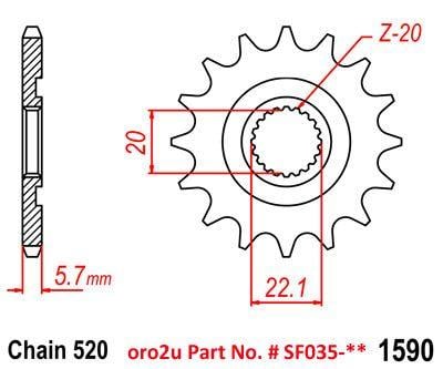 Front Sprocket Renthal 492, Yamaha Gasgas 492-520-13P, 492--520-13P