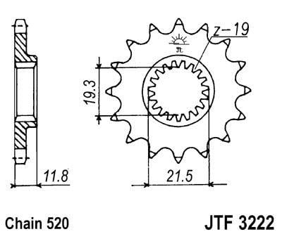 Front Sprocket 11 [JTF3222.11] 520, Polaris Bronco AT-03273