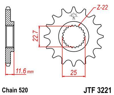 Front Sprocket 11 [JTF3221.11] Polaris, Polaris ATV 3221044
