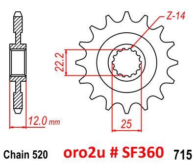 Front Sprocket 14 [JTF715.14] 520, Gas Gas
