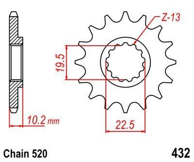 Front Sprocket Renthal 255, Suzuki 255--520-14P, 255--520-14P