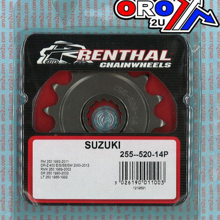 Front Sprocket Renthal 255, Suzuki 255--520-14P, 255--520-14P
