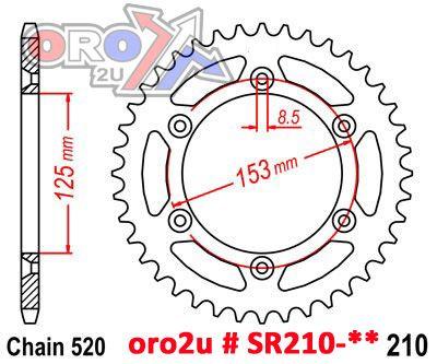 Mino Rear Sprocket Alloy Black 210, 25-554.520.45