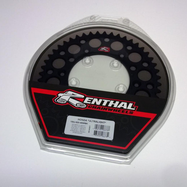 Rear Sprocket Alloy Renthal, Ultralite 154U-520-48GRBK Black, 154U-520-48GRBK