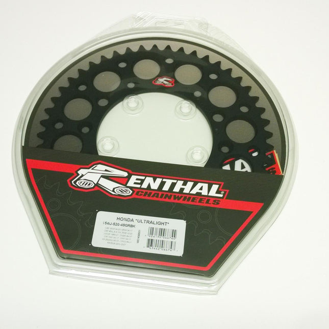 Rear Sprocket Alloy Renthal, Ultralite 154U-520-49GRBK Black