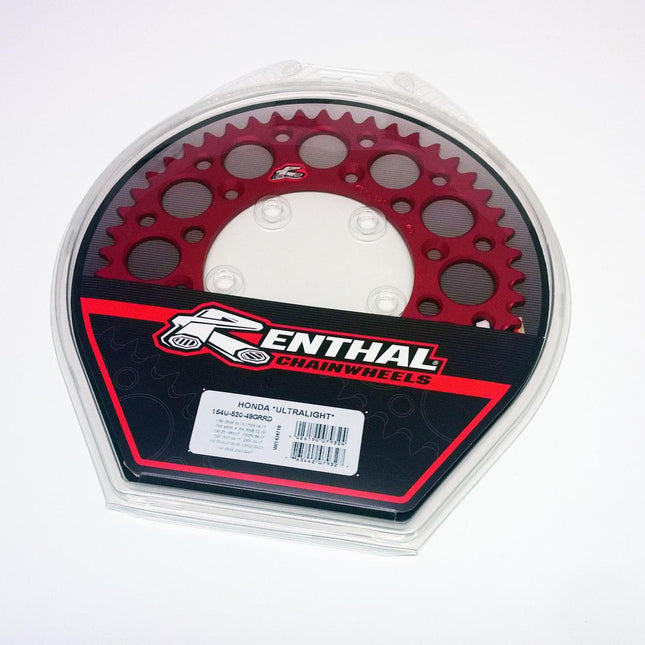 Rear Sprocket Alloy Renthal, Ultralite 154U-520-49GRRD Red, 154U-520-49GRRD