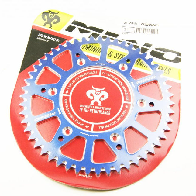 Mino Rear Sprocket Alloy Blue, 25-554-51 Blue