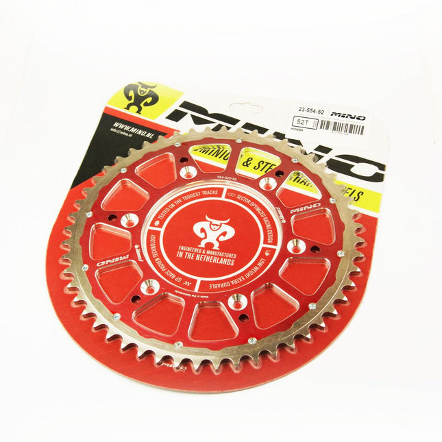Mino Rear Sprocket Fusion 2-RING, 23-554-52 Red Steel/alloy
