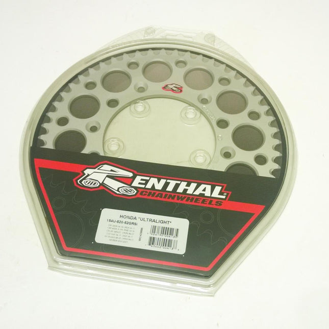 Rear Sprocket Alloy Renthal, Ultralite 154U-520-52GRSI Silver, 154U-520-52GRSI