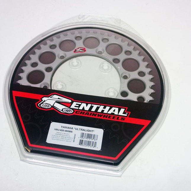 Rear Sprocket Alloy Renthal, Ultralite 150U-520-49GBSI Silver, 150U-520-49GBSI