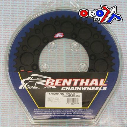 Rear Sprocket Alloy Renthal, Ultralite 150U-520-50GBBK Black