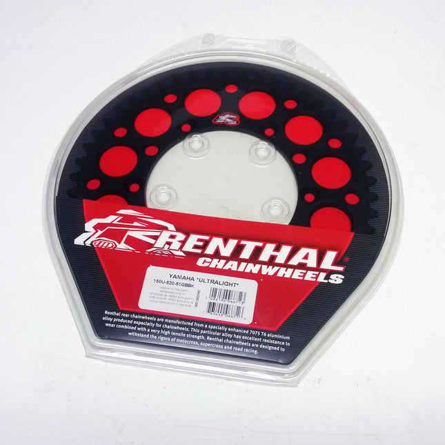 Rear Sprocket Alloy Renthal, Ultralite 150U-520-51GBBK Black, 150U-520-51GBBK