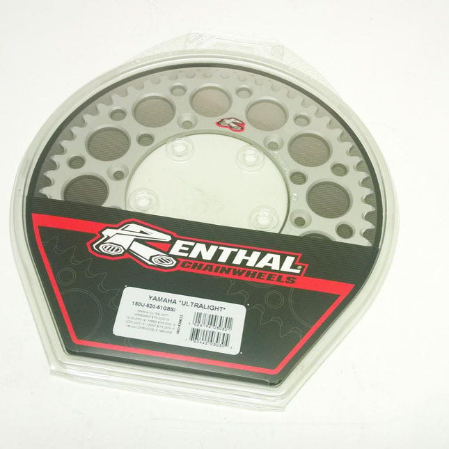 Rear Sprocket Alloy Renthal, Ultralite 150U-520-51GBSI Silver, 150-520-51GBSI