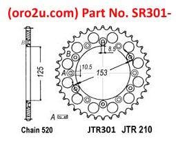 Rear Sprocket Steel 53 [JTR301/210.53] 520, Double Drilled JTR301, JTR210