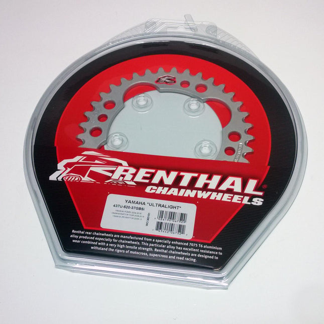 Rear Sprocket Renthal Yam, Ultralite 437U-520-37GBSI Silver, 437U-520-37GBSI