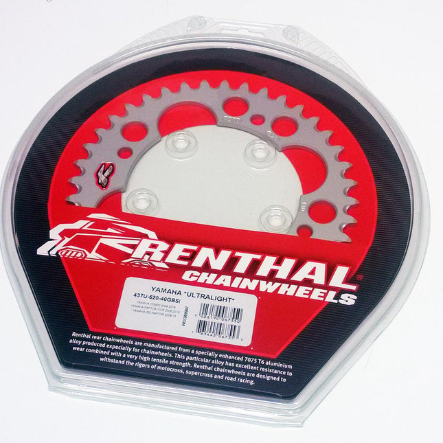 Rear Sprocket Renthal Yam, Ultralite 437U-520-40GBSI Silver